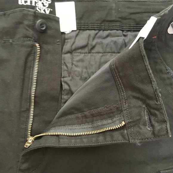 Terra & Sky Cargo Utility Shorts Womens 24W Plus Black High Rise Raw Hem - Picture 3 of 6